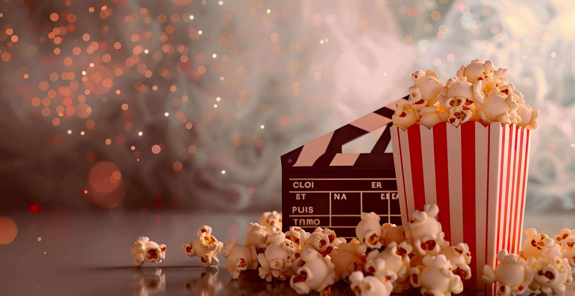 Film clapperboard with popcorn bucket — filmmaking, short films, Keep It Short