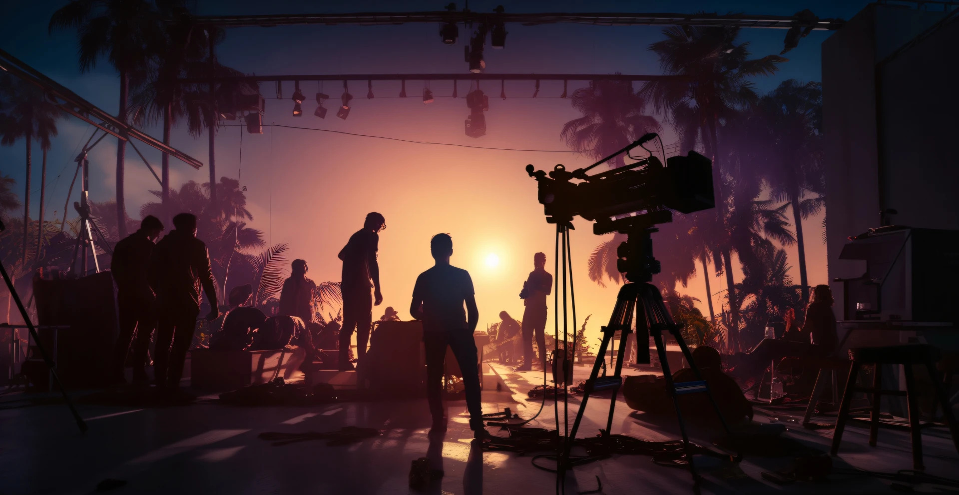 Film production crew at sunset - Keep It Short short films